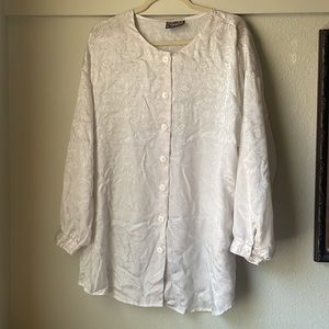 Vintage Trimmings cream long sleeve button down floral tunic top